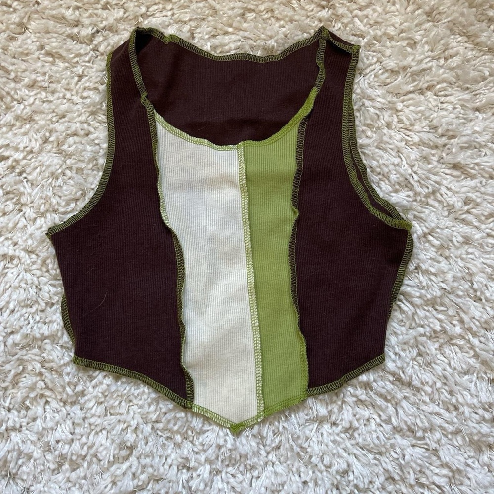 Colorblock Knit Crop Top
